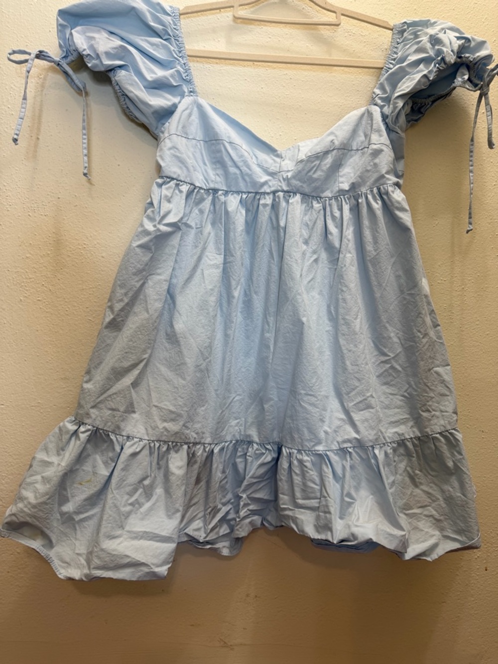 Olivaceous Baby Blue Puff Sleeve Babydoll Dress Size Large - Picture 5 of 14